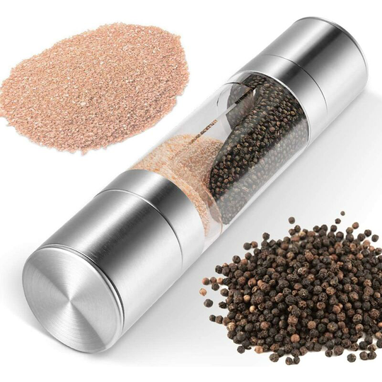 Einemgeld - 2-in-1 salt and pepper mill set, made of elegant stainless steel with adjustable ceramic grinder, also as a large salt and pepper mill