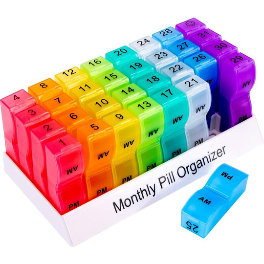 Monthly Pill Organizer, 30 Day 2 Times A Day Pill Organizer, One Month AM PM Pill Case, 4 Week Travel Pill Box, 31 Day Medicine Pills Vitamin