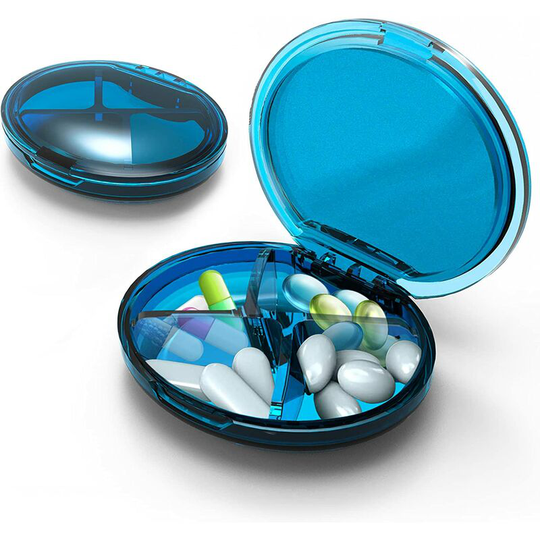 Sun Flowergb - 2 Pack Travel Pill Box, Small Pill Box, Visible Clear Lid Pill Box, Travel Pill Box with 4 Compartments, Leak Proof Pill Box for