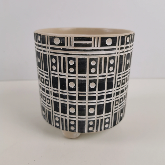Black & White Deco Footed Planter/Plant Pot