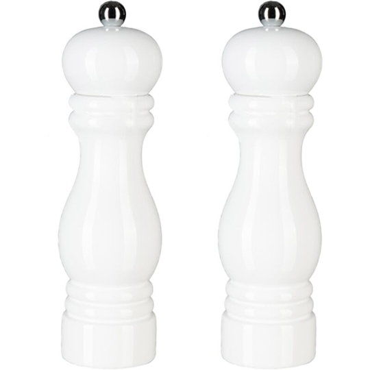 Salt and Pepper Grinder Wooden Pepper Mill Grinder Salt Pepper Shakers with Adjustable Ceramic Rotor 2pcs white