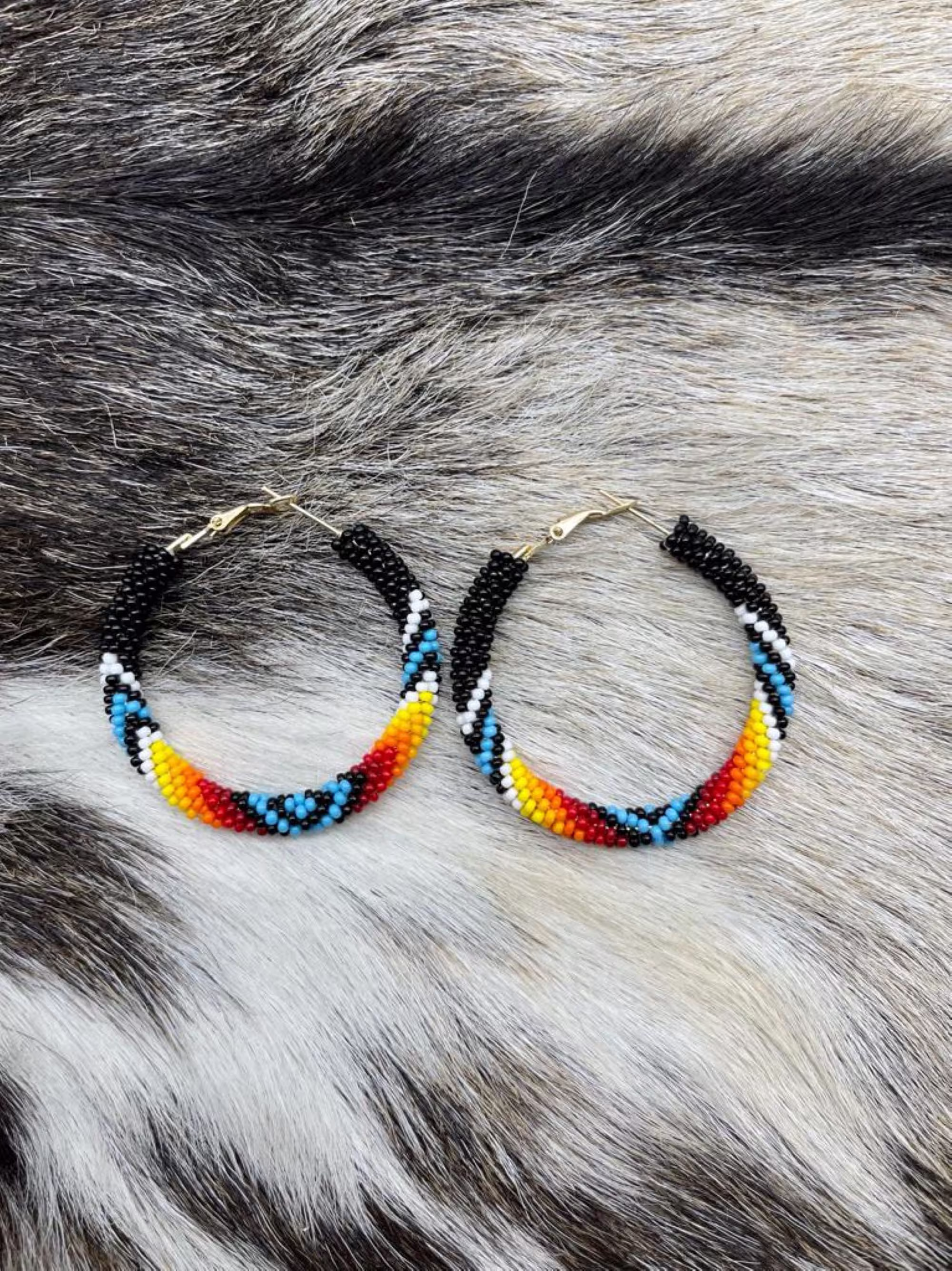 Multi-Color Seed Beaded Lever Back Earrings