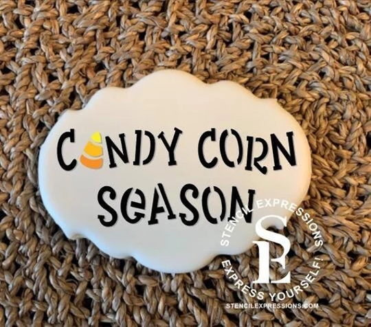 Fast Shipping Candy Corn Season Sentiment Layered All-On-One For Cookies, Halloween Stencil, Cookie Stencil