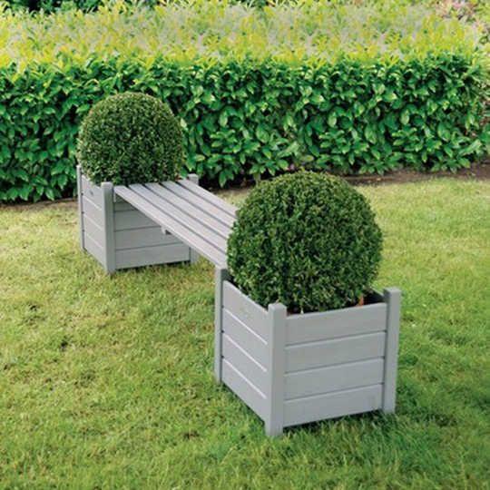 Wooden Garden Bench With Planters Grey Or Cream