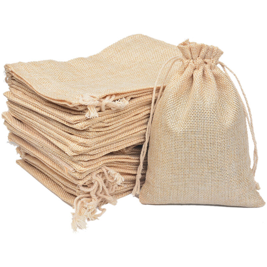 100 pieces linen drawstring bag, 15 x 20 cm natural unbleached muslin bag for spices, tea, herbs