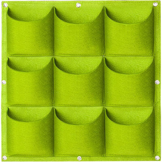 Wall Plant Bag, Hanging Planter for Balcony, Vertical Garden, Indoor and Outdoor, 9 Pockets Hanging Flower Pot (Green) Dksfjkl