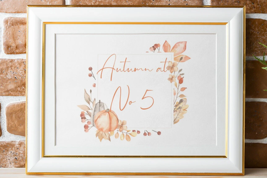 Autumn At Number House Print Pumpkin Design A4 Seasonal Autumnal Décor Wall Art