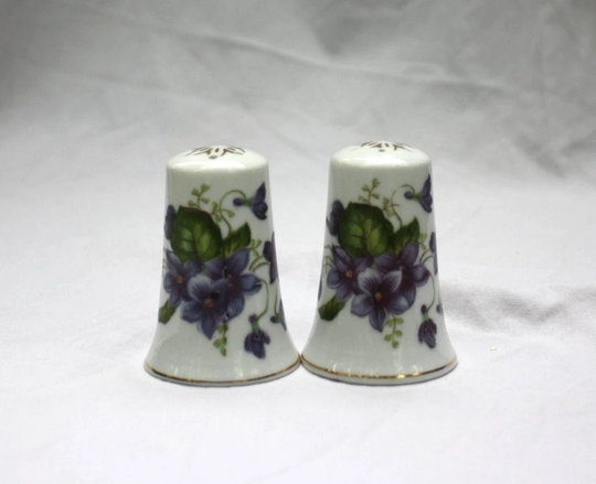 Lefton China Violet Vintage Salt & Pepper Shakers