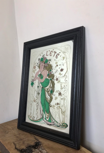 Vintage Art Nouveau Mucha Four Season French Ete | Summer Mirror Collectibles Advertising