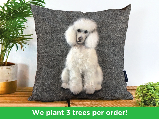 Poodle Dog Vegan Cushion By Sharon Salt - Print Not 3D | Throw Pillow Handmade in The UK Gift Little Decor