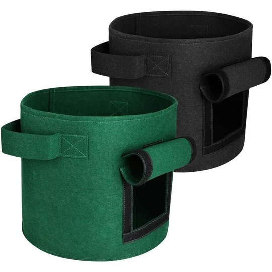Potato Grow Bags 2 Pack 10 Gallon, Fabric Pots Vegetable Fruit Garden Planter 35CM x 40CM (Black+Green)