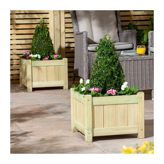 Rowlinson - Aston Planter - Pack of 2 - Natural timber