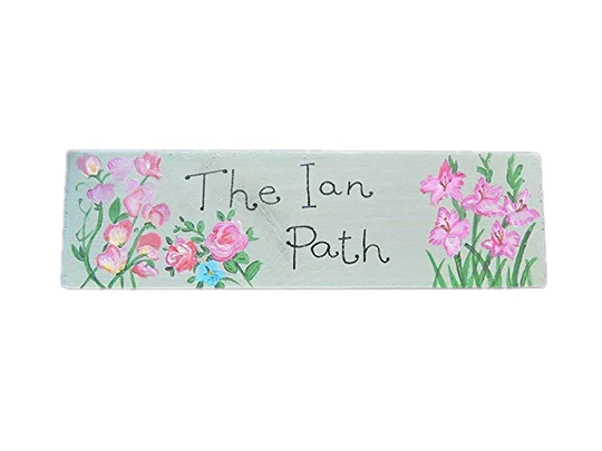 Flower Garden Personalised Wooden Sign | Custom Fairy Name Plaque Sweet Peas Roses English Cottage Gladiolus Gift
