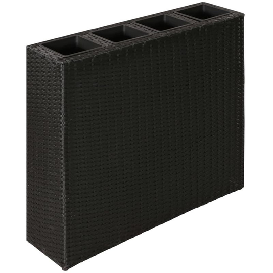 Hommoo - Garden Planter with 4 Pots Poly Rattan Black VD26348