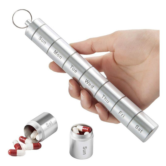 Ilovemilan - 2pacs,7 Days Pill Case, Portable Pill Box, 7 Compartments Aluminum Alloy Weekly Pill Holder Waterproof Medicine Organizer Travel Pill