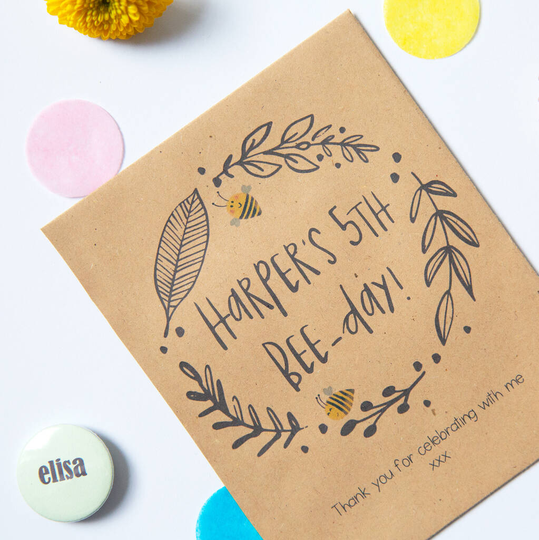 10 Wildflower Seed Packet Birthday Party Favours