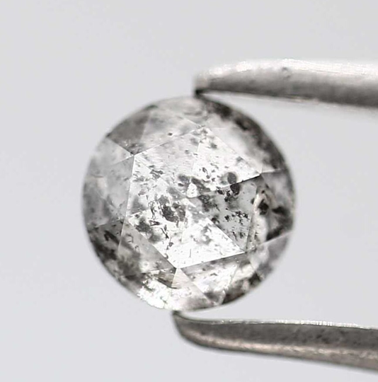 0.52 Carat Natural Salt & Pepper Diamond Round Rose Cut Gray Adamantine Loose For Ring Gift Her
