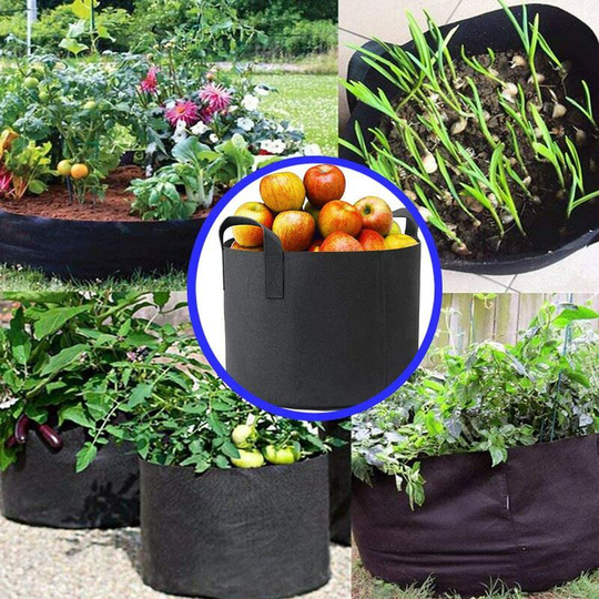 Plant Bags Plant Grow Bags, 5 Pack Reusable Breathable Nonwoven Fabric Soft Sided Flower Vegetable Pots Greenhouse Planter Bags with Handles (3
