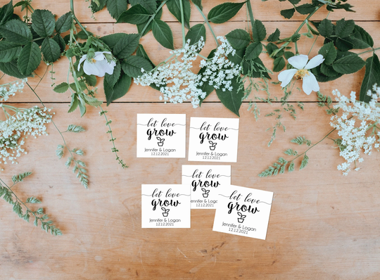 Let Love Grow Tags, Gift Wedding Favour Thank You Baby Shower Bridal Custom Bag Tags