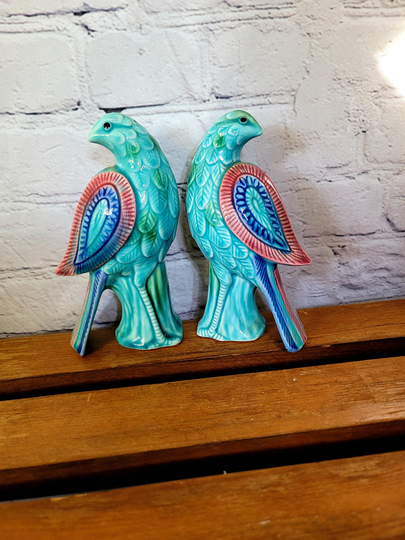 Vintage Peacock Salt & Pepper Shakers Set, Made in Japan