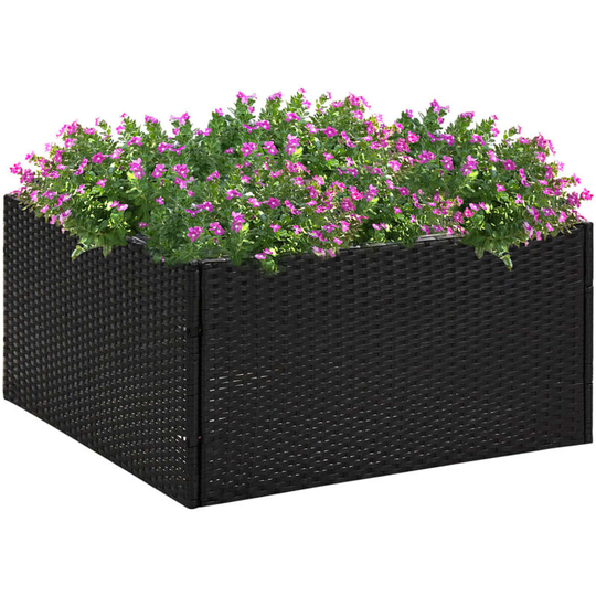 Asupermall - Garden Planter Black 80x80x40 cm Poly Rattan