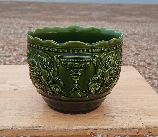 Grecorian Green Luster Plant Pot , Dragons , Garden Urns Acanthus Leaves Decor