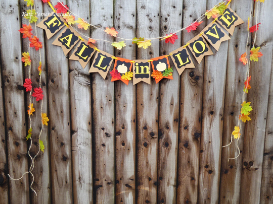 Fall in Love Bunting, Wedding, Engagement, Baby Shower, Birthday, Bridal Shower Seasonal Home Decorations
