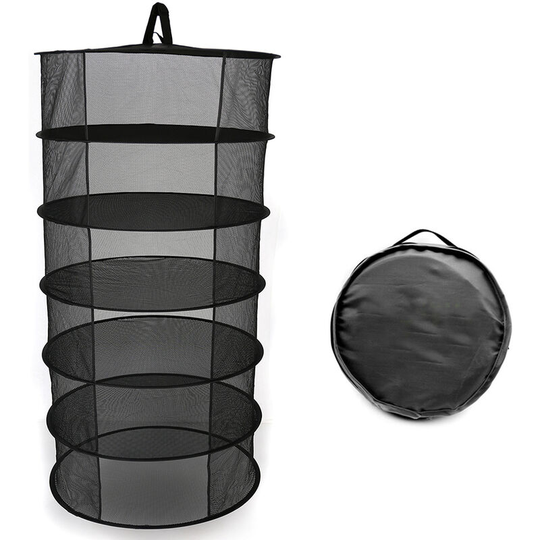 Superseller - 4 Layers Hanging Basket Folding Drying Rack Herb Dry Net Opening Shape Dryer Bag Mesh 600mm Diameter For Herbs Flowers Buds Plants, 6