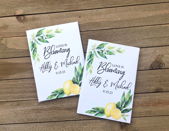 Lemon Seed Packet Wedding Favors, Citrus Party Decorations