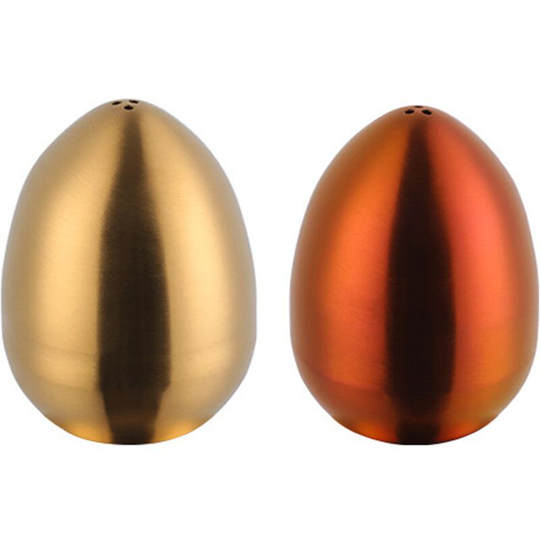 Stainless steel egg seasoning jar kitchen salt and pepper shaker with three holes Gold + Magic Red