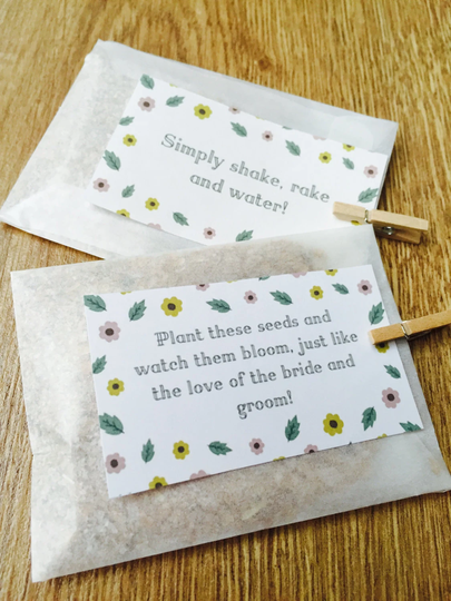 10 X Handmade Wedding Seed Packets With Wildflower Seeds, Packet Favour, Watch Them Bloom