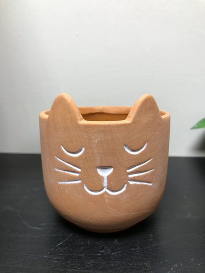 Terracotta Cat Planter Small