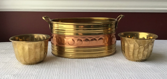 Lot Of 3 Vintage Brass | One Planter & Two Cups