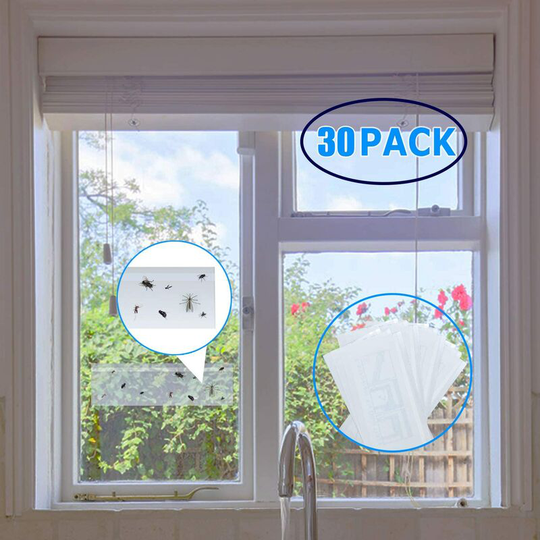 30pcs Insect Traps Sticky Traps Double Sided Glue Stickers Waterproof Fly Catcher White Aphids for Garden Plant Flower Fruit