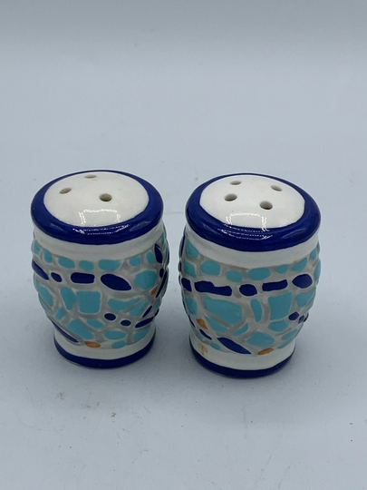 Vintage Salt & Pepper Shakers - Mosaic Look Beachy Personal S&p Size, 4 Sets Great For An Outdoor Summer Party