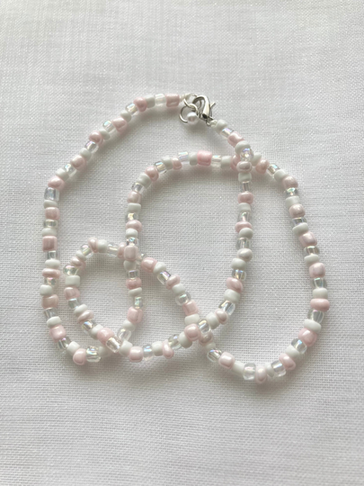 Seed Bead Necklace | Pink & White Beaded Jewelry