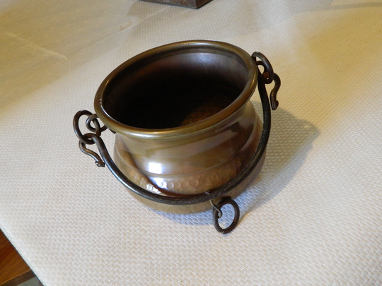 Copper Home Decor, Kitchen Copper Cauldron, French Fireplace Vintage Pots, Cookware -Vintage