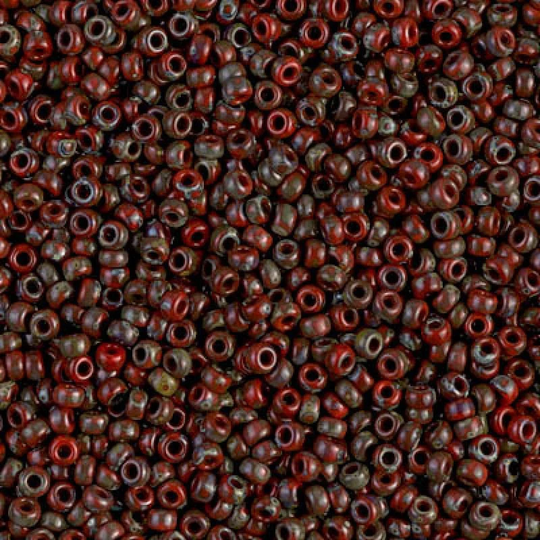 Miyuki Seed Beads 6/0 Picasso Opaque Red Garnet, 4513