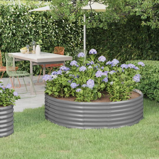 Asupermall - Garden Planter Powder-coated Steel 140x140x36 cm Grey