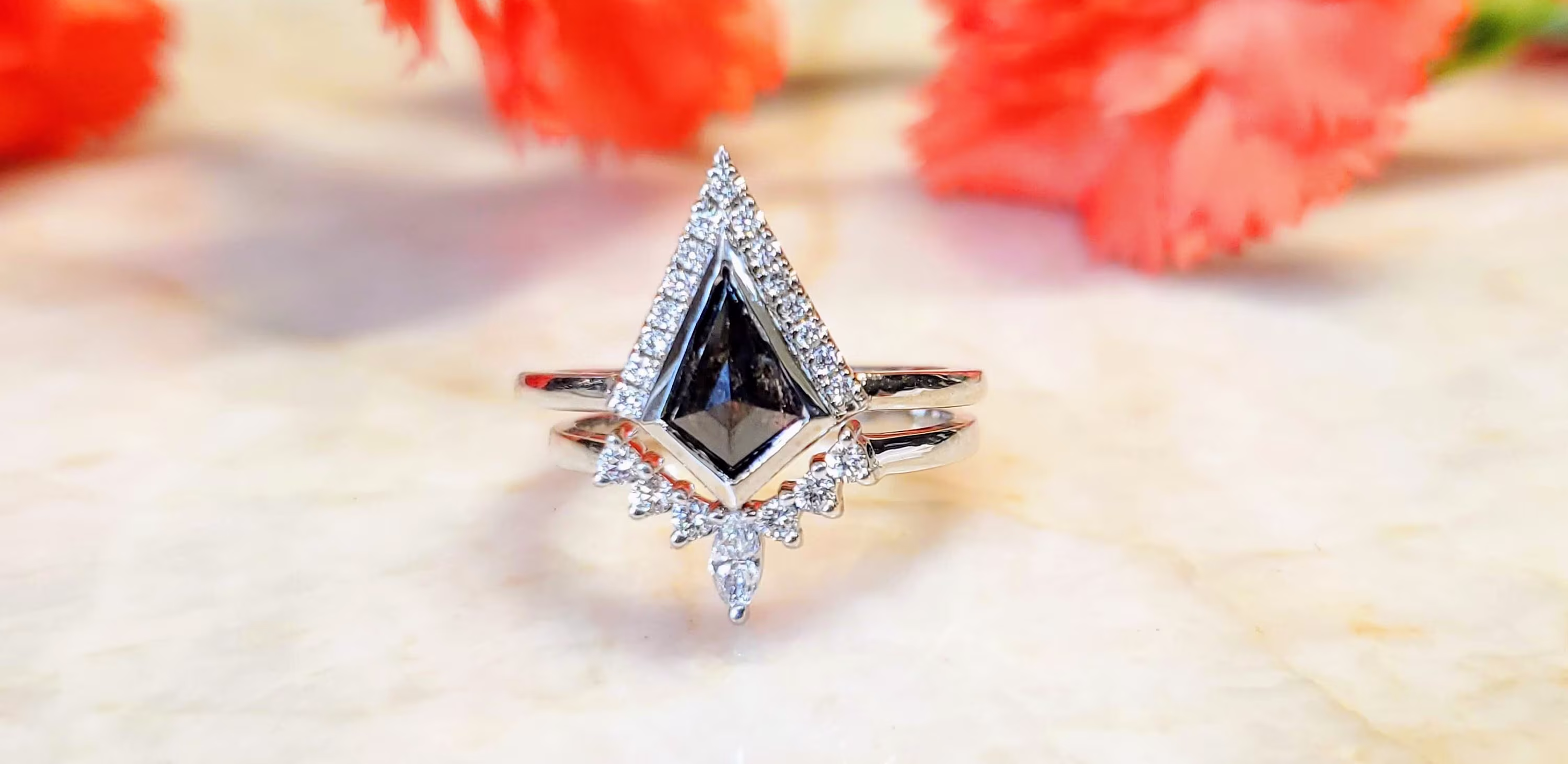 Salt & Pepper Kite Diamond Engagement Ring