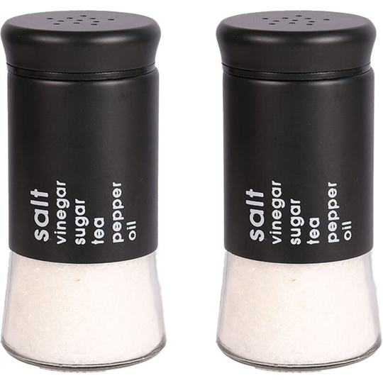 Fvbjd - Glass Salt and Pepper Shakers with Adjustable Pour Holes - Stainless Steel Salt Shaker and Pepper Shaker black