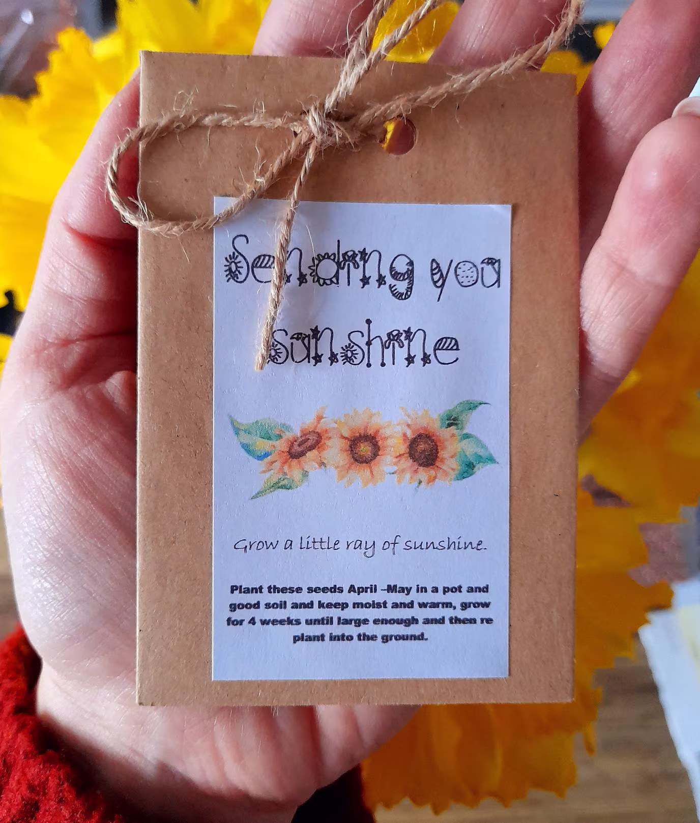 Sunflower Seed Packet, Mothers Day Gift, Send A Baby Shower Seeds, Easter Gift For Kids, Flowers, Alternative Favour