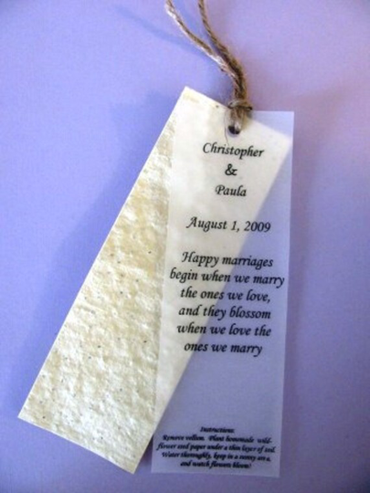 Custom Text - Plantable Wildflower Seed Embedded Bookmark Favors - Set Of 60