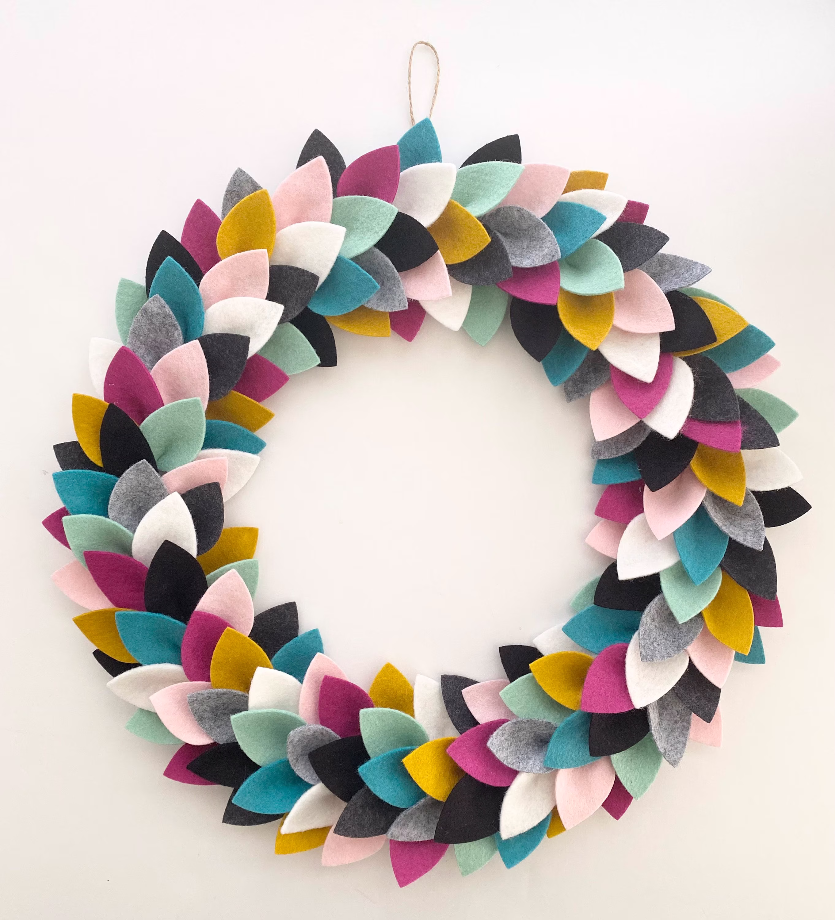 Contemporary All Season Felt Wreath, Home Decor, Housewarming, Gift For Her, Boxwood Inspired, Colorful 16" Or 18