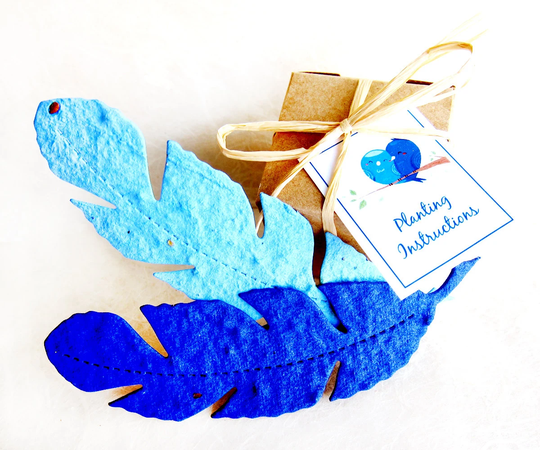 12+ Seed Paper Feathers - Boho Wedding Favors Royal Blue Purple Teal Red Orange Lilac Green Plantable Baby Shower