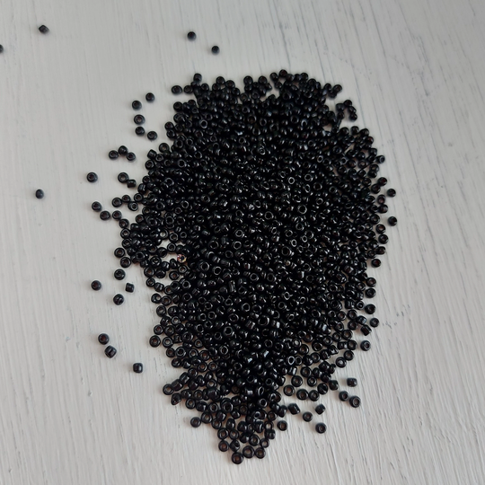 2mm Black Opaque Seed Beads, Glass Beads Rocailles, B334