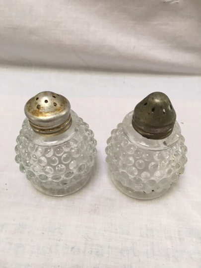 Antique Hobnail Glass Salt & Pepper Shakers | Group Of 2