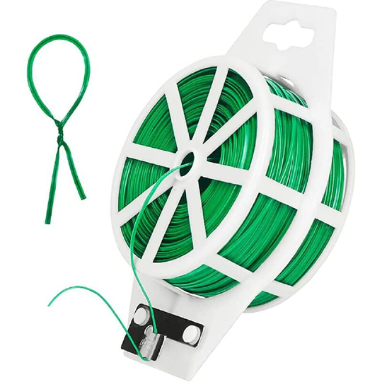 Osqi - Garden Plant Ties, Plastic Plant Organizer Clerk Graft Tie Wire for Gardening, Multifunctional with Cut 100m (Green)