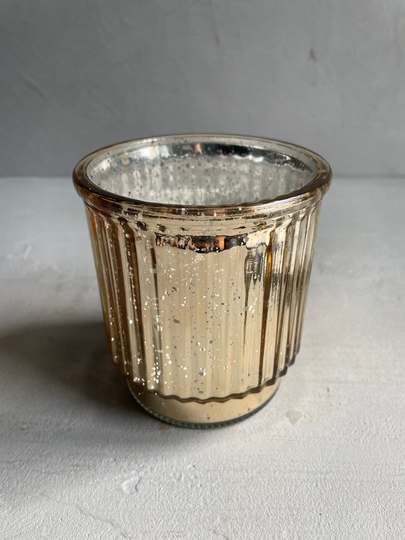 Festive Season Shiny Glam Gold Glass Container | Pot Stylish Design Candle Holder Xmas Decoration