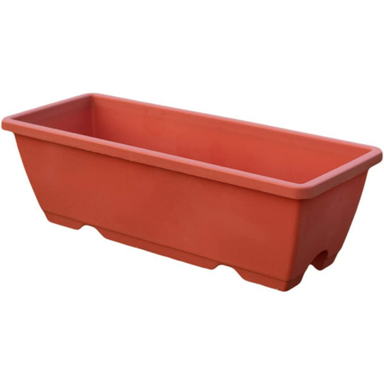 Rectangular pp plastic planter with Cato watering - For growing flowers, vegetables, fruits - Red